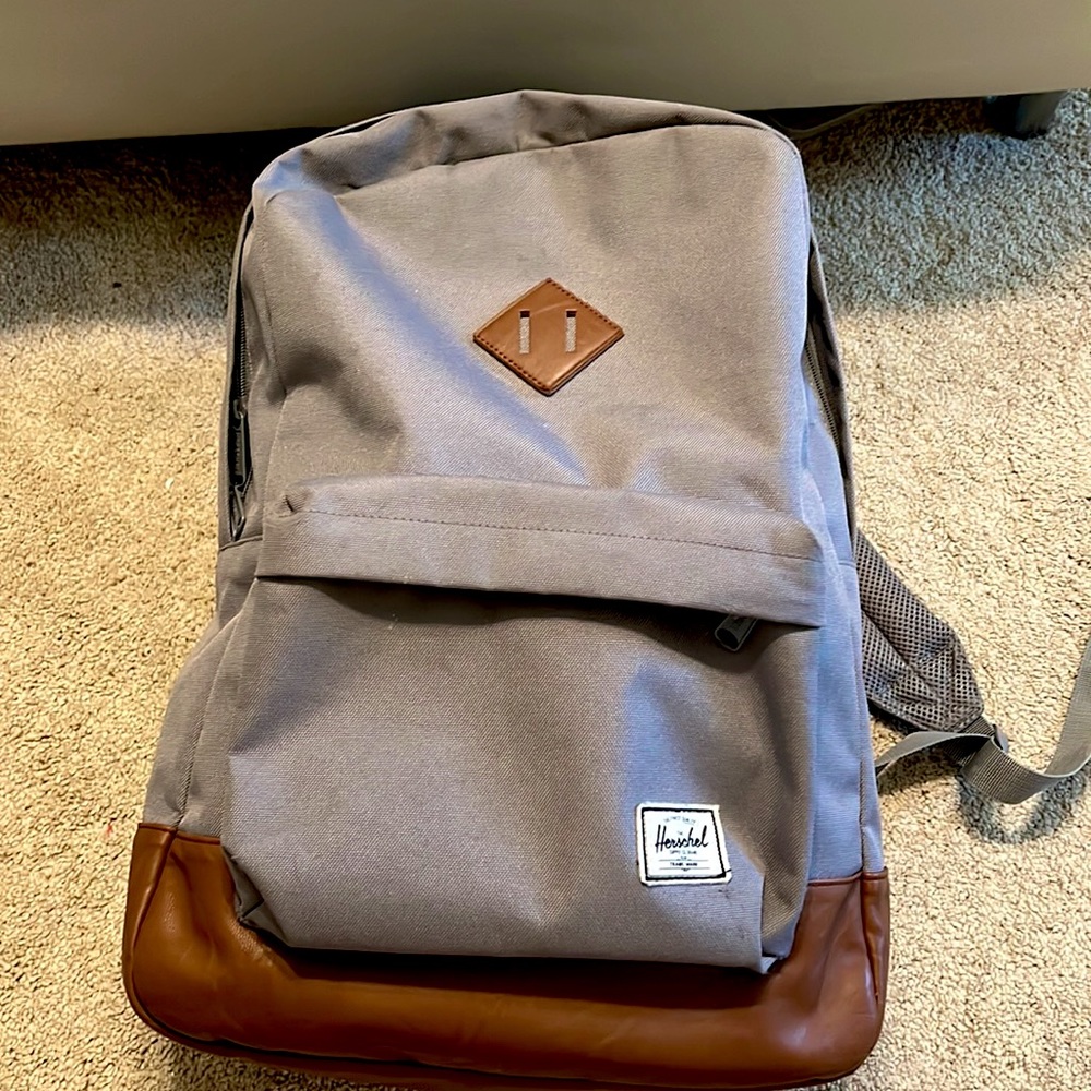 Gray with brown detail Herschel backpack - W or M